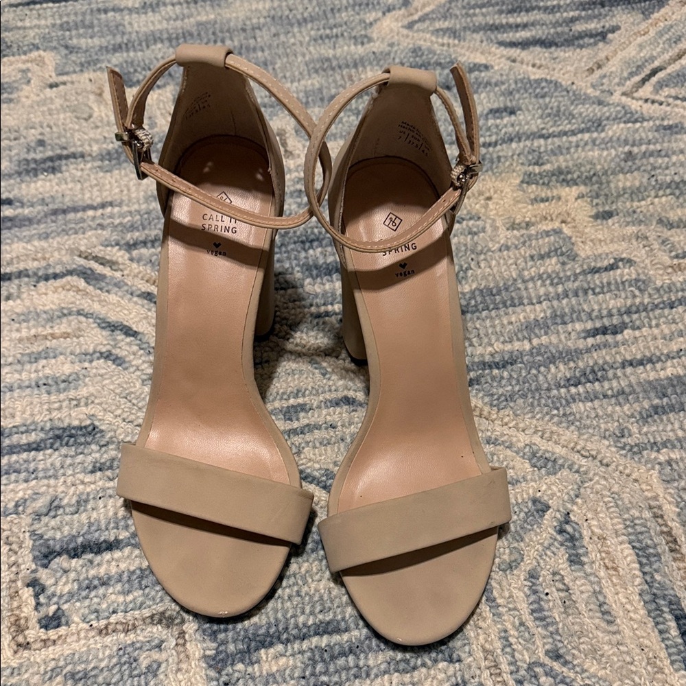 Call It Spring Arther Womens  Size 7 Nude Ankle Strap Sandal High Heels